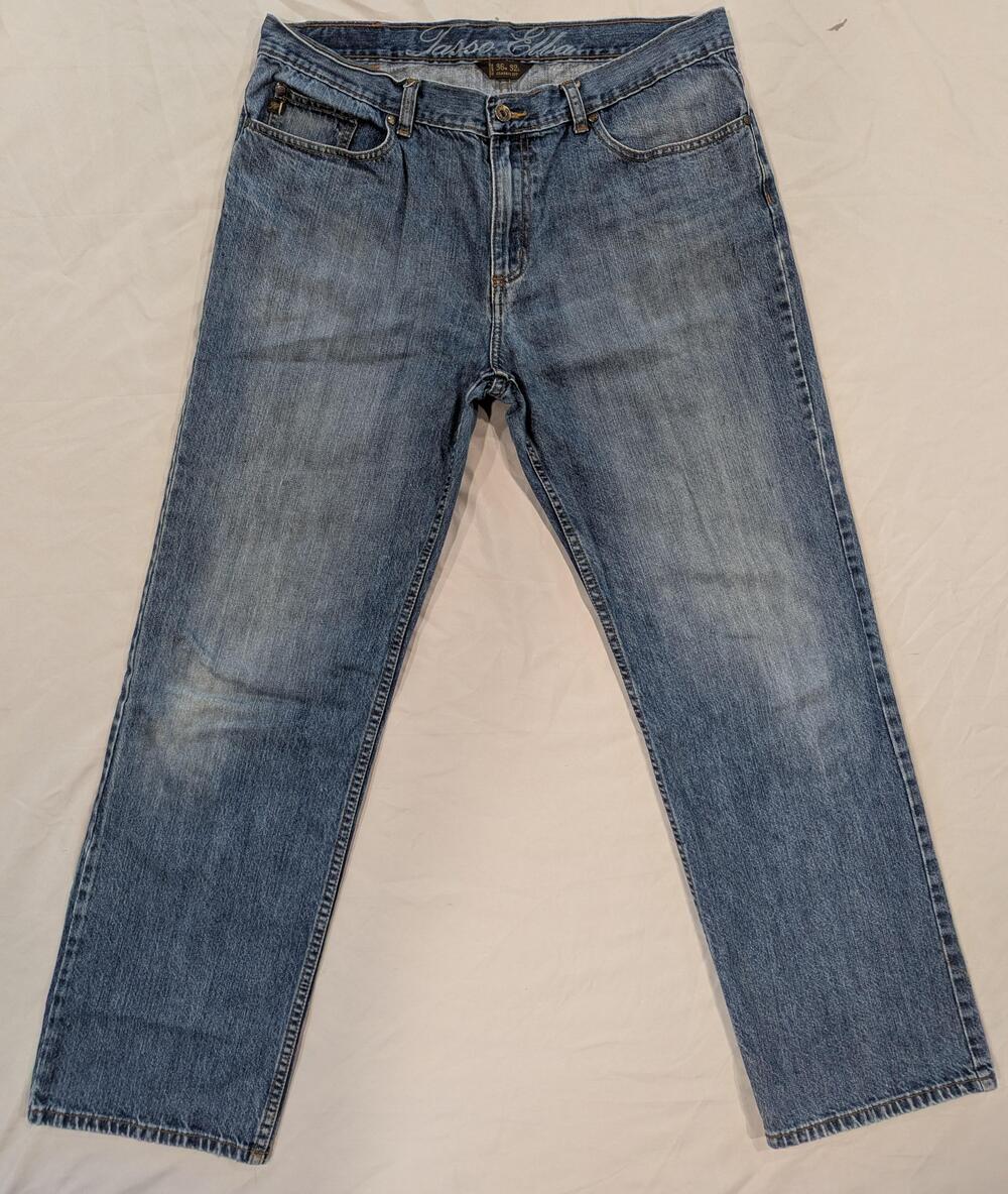 Tasso Elba Jeans Mens 36x32 Blue Med Wash Classic Straight Denim Casual
